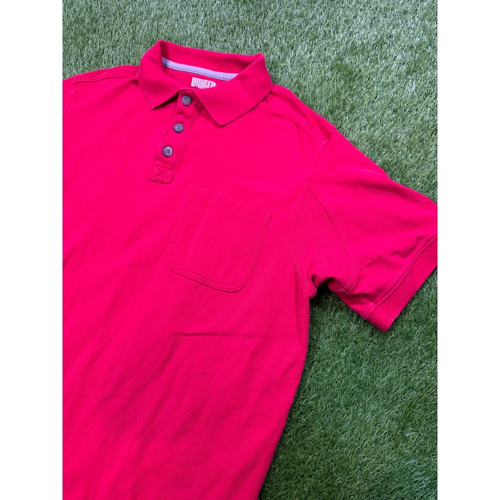 Duluth Trading Co Mens Red Short Sleeve Pocket Polo Shirt Size M Cotton